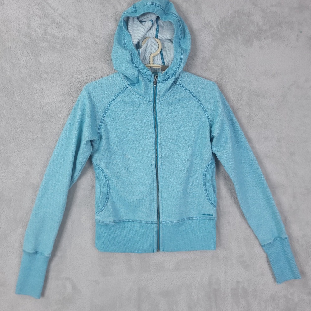 Patagonia Womens S Full Zip Hoodie Sweater Jacket Thumbholes Blue